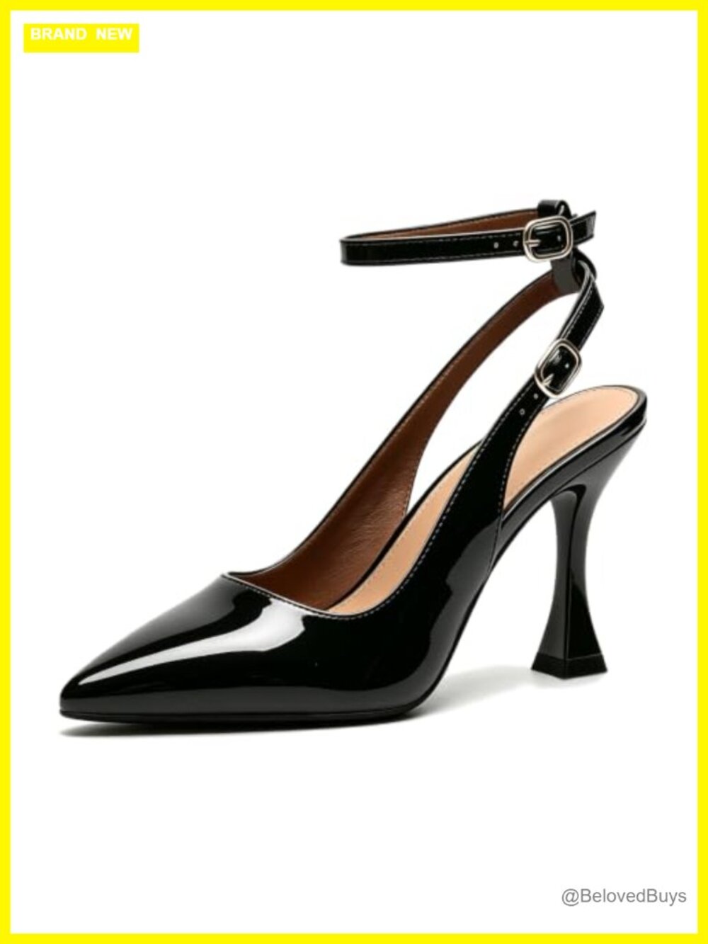 Pointed Toe Slingback High Heel Pumps Faux Leather Formal Dress Heels